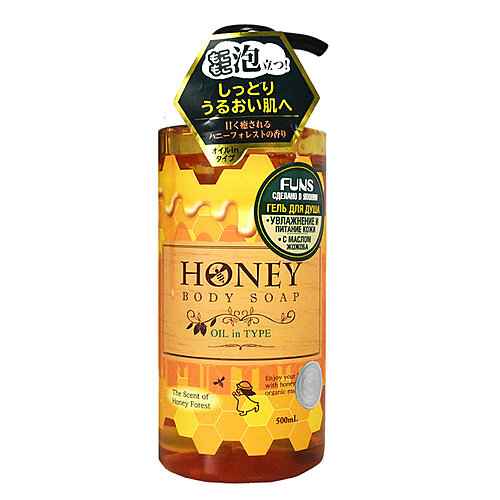 Funs Гель для душа увлажняющий с экстрактом меда и маслом жожоба - Honey oil, 500мл