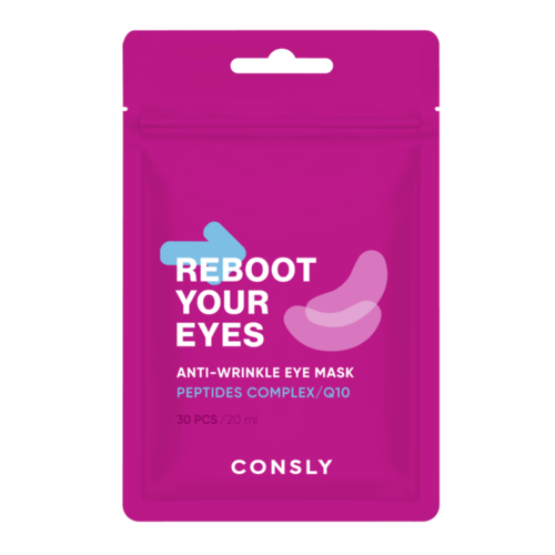 Consly Патчи тканевые антивозрастные - Eyes reboot peptides & Q10 anti-wrinkle eye mask, 30шт