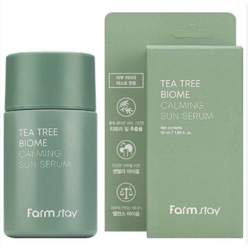 FarmStay Сыворотка солнцезащитная увлажняющая - Tea tree biome calming sun serum SPF45+/PA++, 50мл