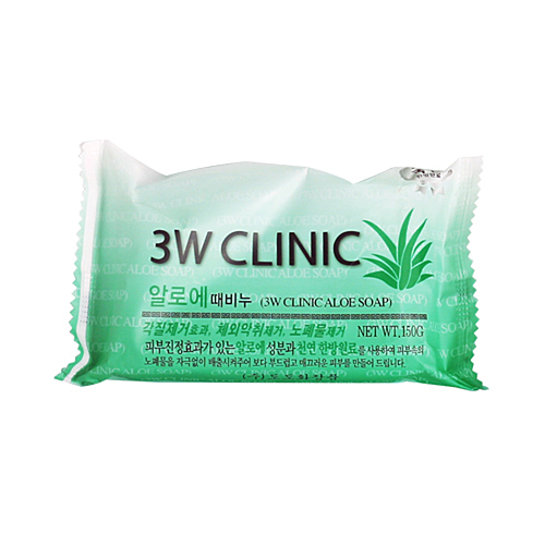 3W Clinic Мыло кусковое алоэ - Aloe soap, 150г