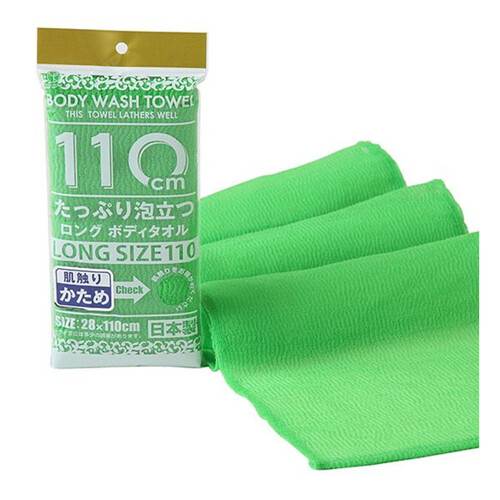 Yokozuna Мочалка для тела массажная жесткая зеленая - Shower long body towel, 28*100см