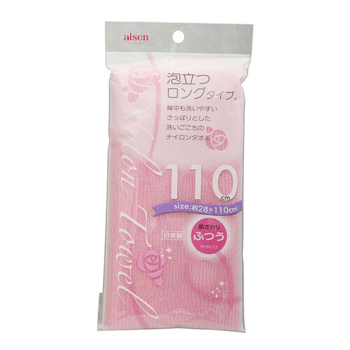 Aisen Мочалка средней жесткости, удлиненная "розовая" 28*110см – Awatatsu, 1шт