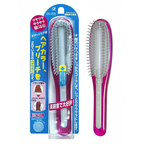 Ikemoto Расческа с силиконовым стержнем, для поврежденных волос, розовая - Damage care brush, 1шт