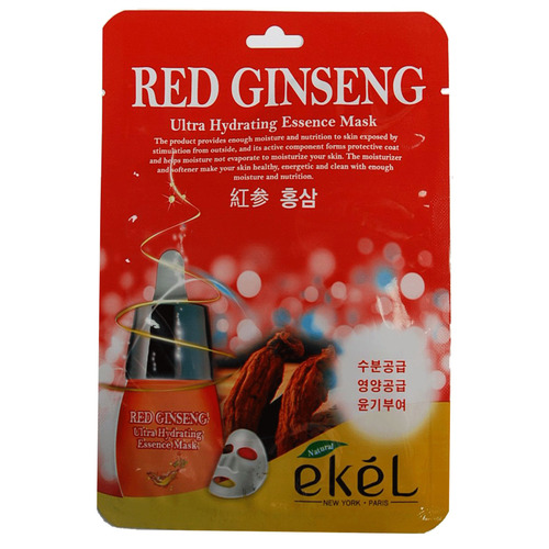 Ekel Маска для лица тканевая с красным женьшенем - Essence mask red ginseng, 25г