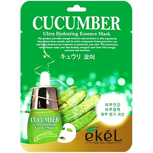 Ekel Маска для лица тканевая с огурцом - Essence mask cucumber, 25г