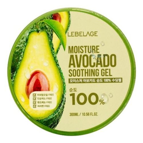 Lebelage Гель увлажняющий с экстрактом авокадо - Moisture avocado purity 100% soothing gel, 300мл