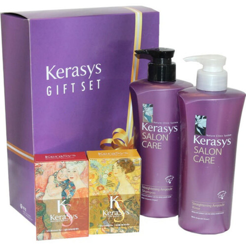 KeraSys Набор №5 шампунь, кондиционер и мыло «выпрямление» - Salon care