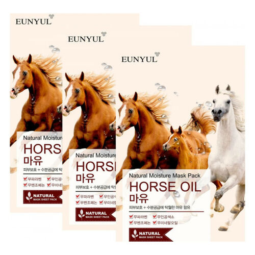 Eunyul Набор тканевых масок с лошадиным маслом - Natural moisture mask pack horse oil, 3шт