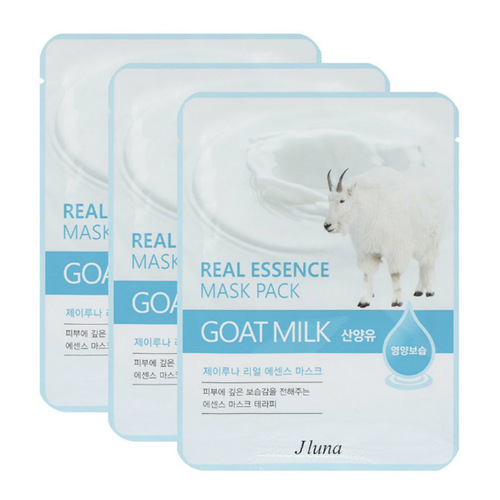 Juno Набор тканевых масок с козьим молоком - Real essence mask pack goat milk, 3шт