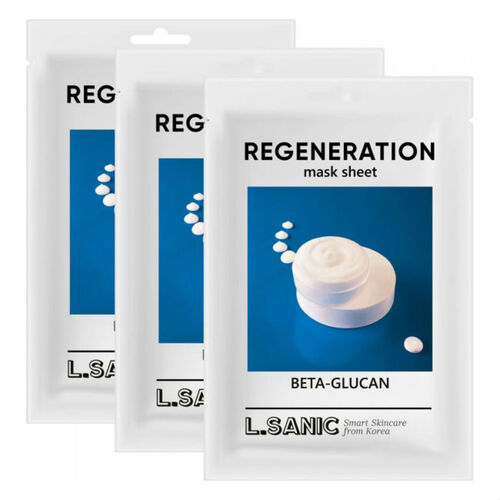L.Sanic Набор тканевых масок с бета-глюканом «восстановление» - Regeneration mask sheet, 3шт