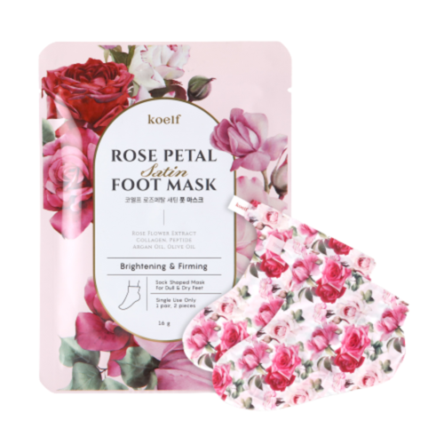 Koelf Маски-носочки для ног «роза» - Rose petal satin foot mask, 16г