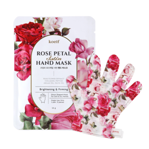 Koelf Маски-перчатки для рук «роза» - Rose petal satin hand mask, 16г