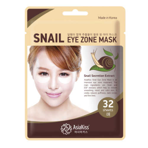 AsiaKiss Патчи для области под глазами с муцином улитки - Snail eye zone mask, 32шт