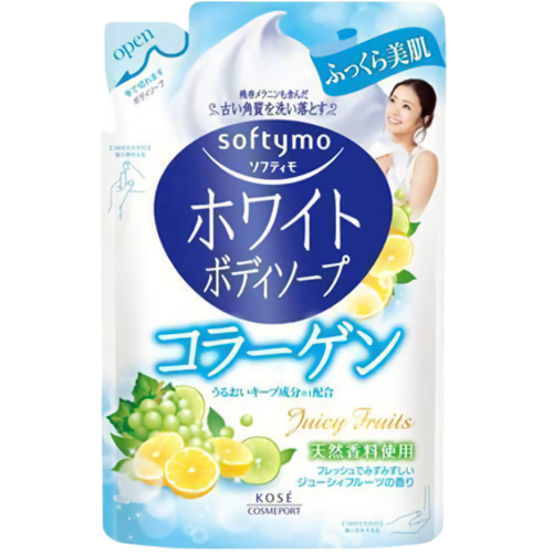 Kose Мыло для тела жидкое с ароматом фруктов з/б - Softymo white body soap, 420мл