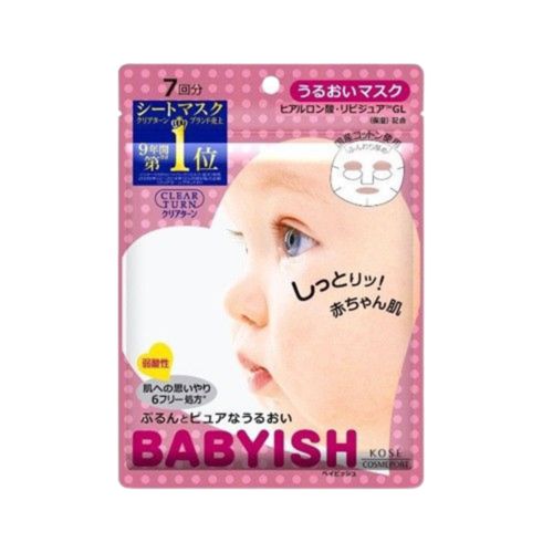 Kose Маска тканевая для лица с гиалуроновой кислотой - Clear turn babyish moisture mask, 7шт