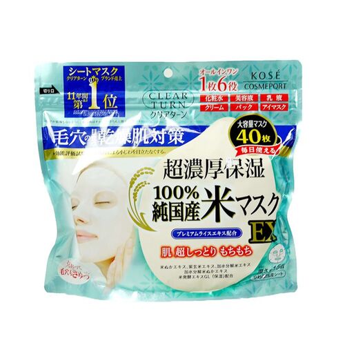Kose Маска тканевая против сухости с экстрактом риса - Clear firmness japanese rice mask ex, 40шт