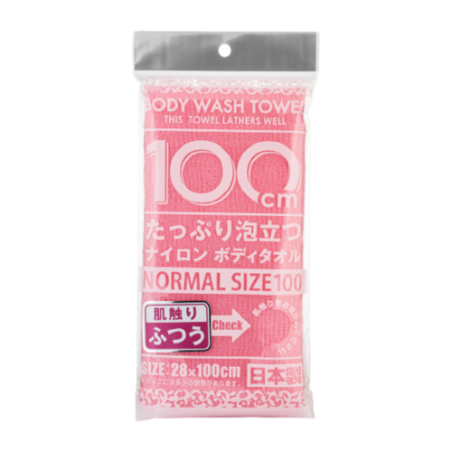 Yokozuna Мочалка для тела массажная средней жесткости розовая - Shower long body towel, 28*100см