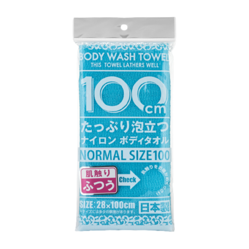 Yokozuna Мочалка для тела массажная средней жесткости голубая - Shower long body towel, 28*100см