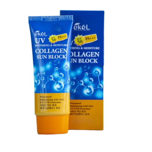 Ekel Крем для лица солнцезащитный с коллагеном - UV soothing & moisture collagen sun block, 70мл