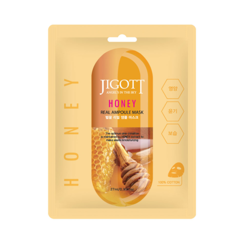 Jigott Маска для лица тканевая «мед» - Honey real ampoule mask, 27мл