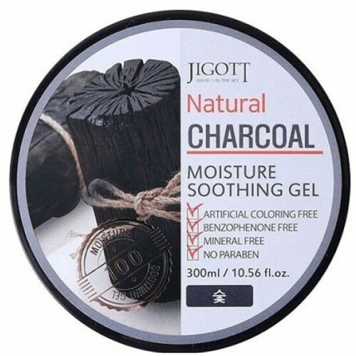 Jigott Гель увлажняющий с древесным углем - Natural charcoal moisture soothing gel, 300мл