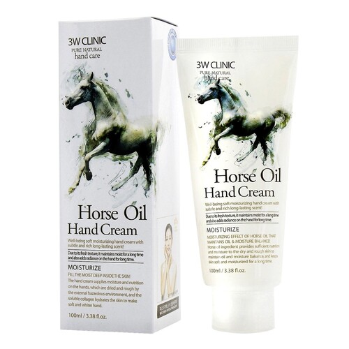 3W Clinic Крем для рук с лошадиным маслом - Moisturizing hand cream horse oil, 100мл