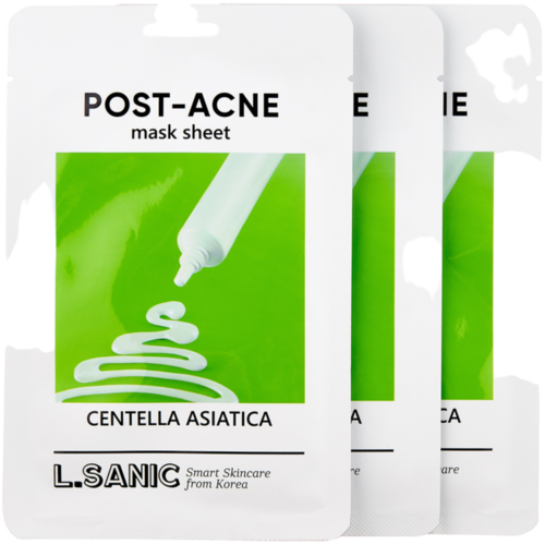 L.Sanic Набор тканевых масок с экстрактом центеллы «против постакне» - Asiatica post-acne mask, 3шт