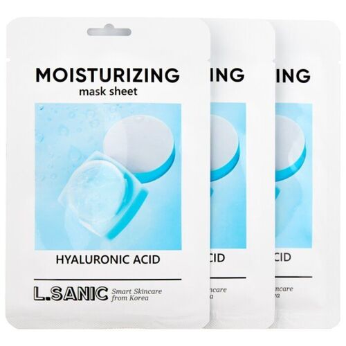 L.Sanic Набор тканевых масок с гиалуроновой кислотой - Hyaluronic acid moisturizing mask, 3шт