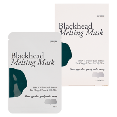 Petitfee Маска тканевая для носа очищающая против черных точек - Blackhead melting mask, 2,5мл*5шт