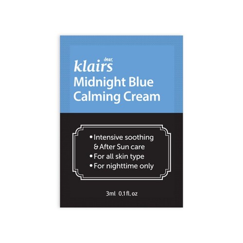 Dear, Klairs Крем для лица ночной глубокоувлажняющий - Midnight blue calming cream, 3мл (пробник)