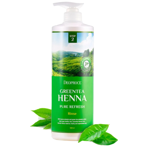 Deoproce Бальзам для волос с зеленым чаем и хной - Green tea henna pure refresh rinse, 1000мл