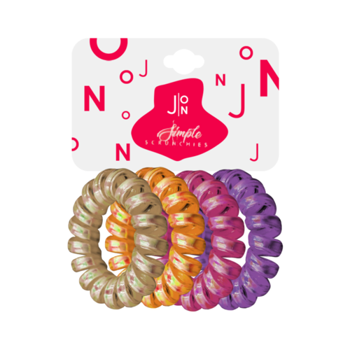 J:on Резинки-пружинки для волос в ассортименте - Simple Scrunchies, 4шт (упаковка)