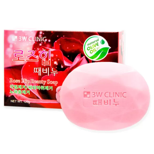 3W Clinic Мыло кусковое «роза» - Rose hip beauty soap, 120г