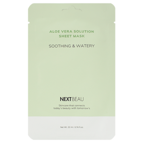 NEXTBEAU Маска тканевая с экстрактом алоэ успокаивающая - aloe vera solution soothing&watery, 22мл