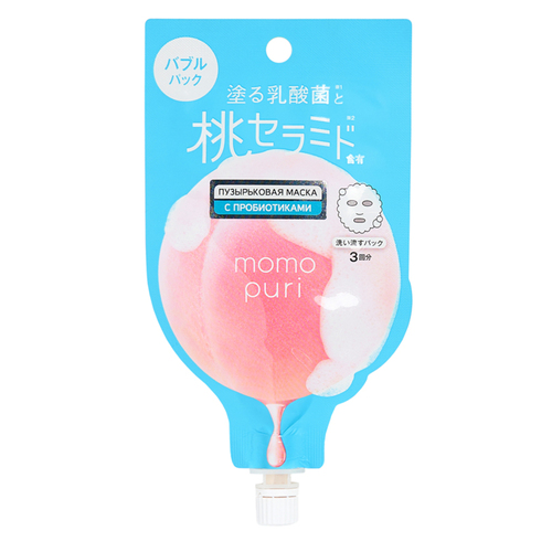 BCL Маска для лица пузырьковая с пробиотиками до трех применений - momopuri fresh bubble pack, 20г