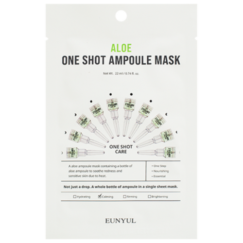 Eunyul Маска тканевая для лица успокаивающая с экстрактом алоэ - aloe one shot ampoule mask, 22мл