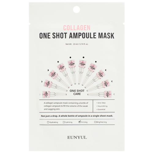Eunyul Маска тканевая разглаживающая с морским коллагеном - collagen one shot ampoule mask, 22мл