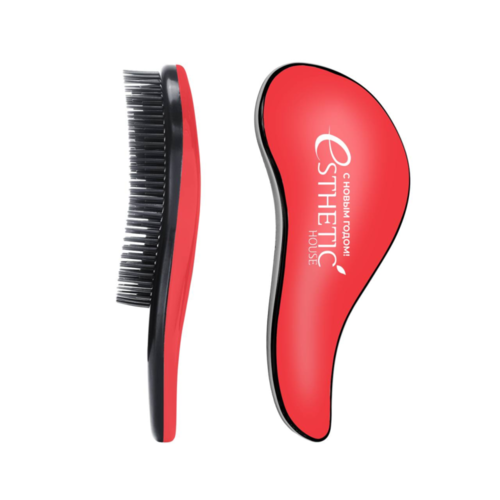 Esthetic House Расческа для волос пластиковая красная новогодняя - hair brush for easy comb, 18*7см