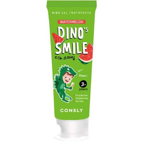 Consly Зубная паста гелевая детская c ксилитом и вкусом арбуза - Dino's smile, 60г