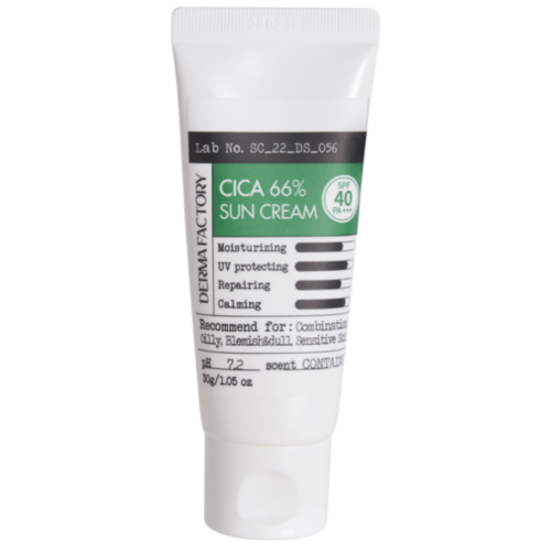 Derma Factory Крем для лица с экстрактом центеллы азиатской - Cica 66% sun cream SPF 40 PA+++, 30мл
