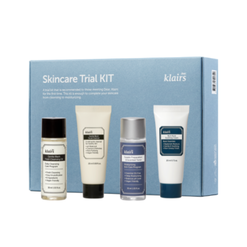 Dear, Klairs Набор для ухода за кожей лица очищение и увлажнение - Skincare trial kit, 4 предмета