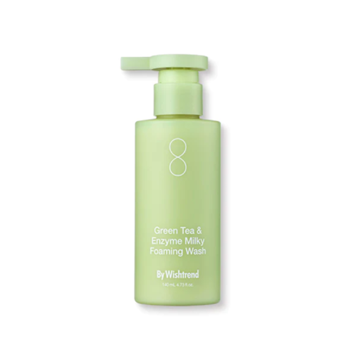 By Wishtrend Пенка очищающая энзимная с зелёным чаем - Green tea & enzyme milky foaming wash, 140мл