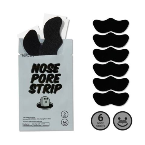 Lattcare Полоски для носа очищающие с черным углем - Nose pore strip, 6шт