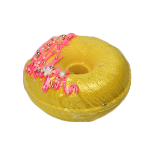 DUSHA Бомбочка для ванны "Сахарный кумкват" пончик желтый с кондитерской посыпкой, 180г