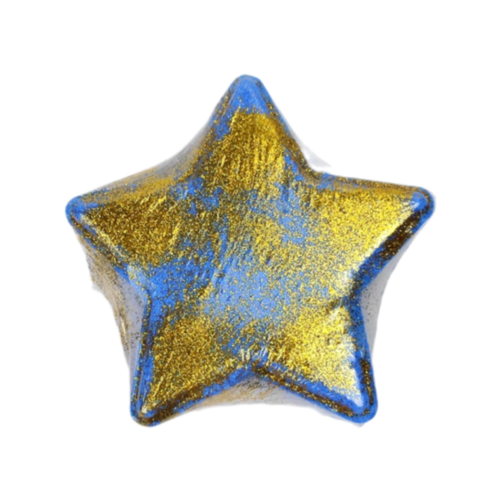 DUSHA Бомбочка для ванны "Звезда вечеринки" с золотыми блестками и ароматом черники, 190г (+/- 5г)