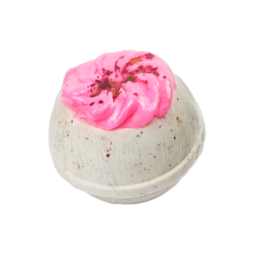 DUSHA Бомбочка для ванны "Розовое варенье" чаша с розовой пеной и ароматом розы и персиков, 320г