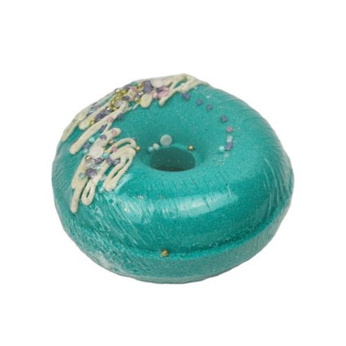 DUSHA Бомбочка для ванны "Виноградный понч" пончик бирюзовый с кондитерской посыпкой, 180 гр