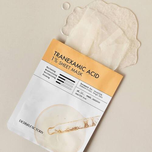 Derma Factory Маска тканевая для лица выравнивающая - Tranexamic acid 1% sheet mask, 23мл