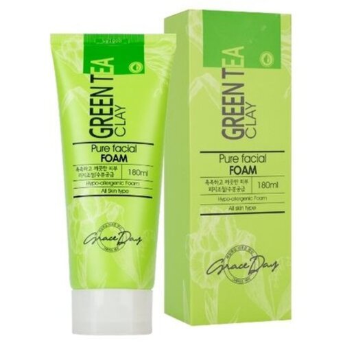 Grace Day Пенка для умывания с зеленой глиной - Green tea clay pure facial foam, 180мл