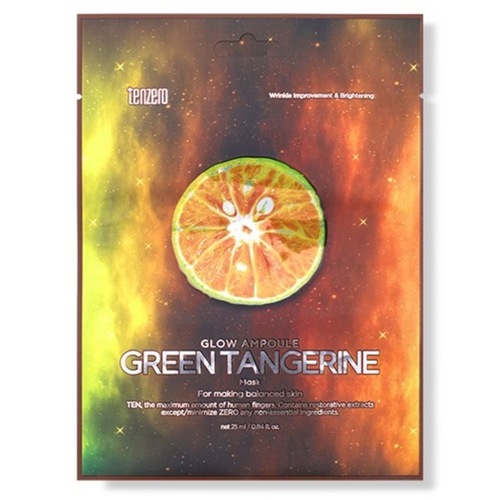 TENZERO Маска тканевая с экстрактом зелёного мандарина - Glow Ampoule Green Tangerine Mask, 25мл